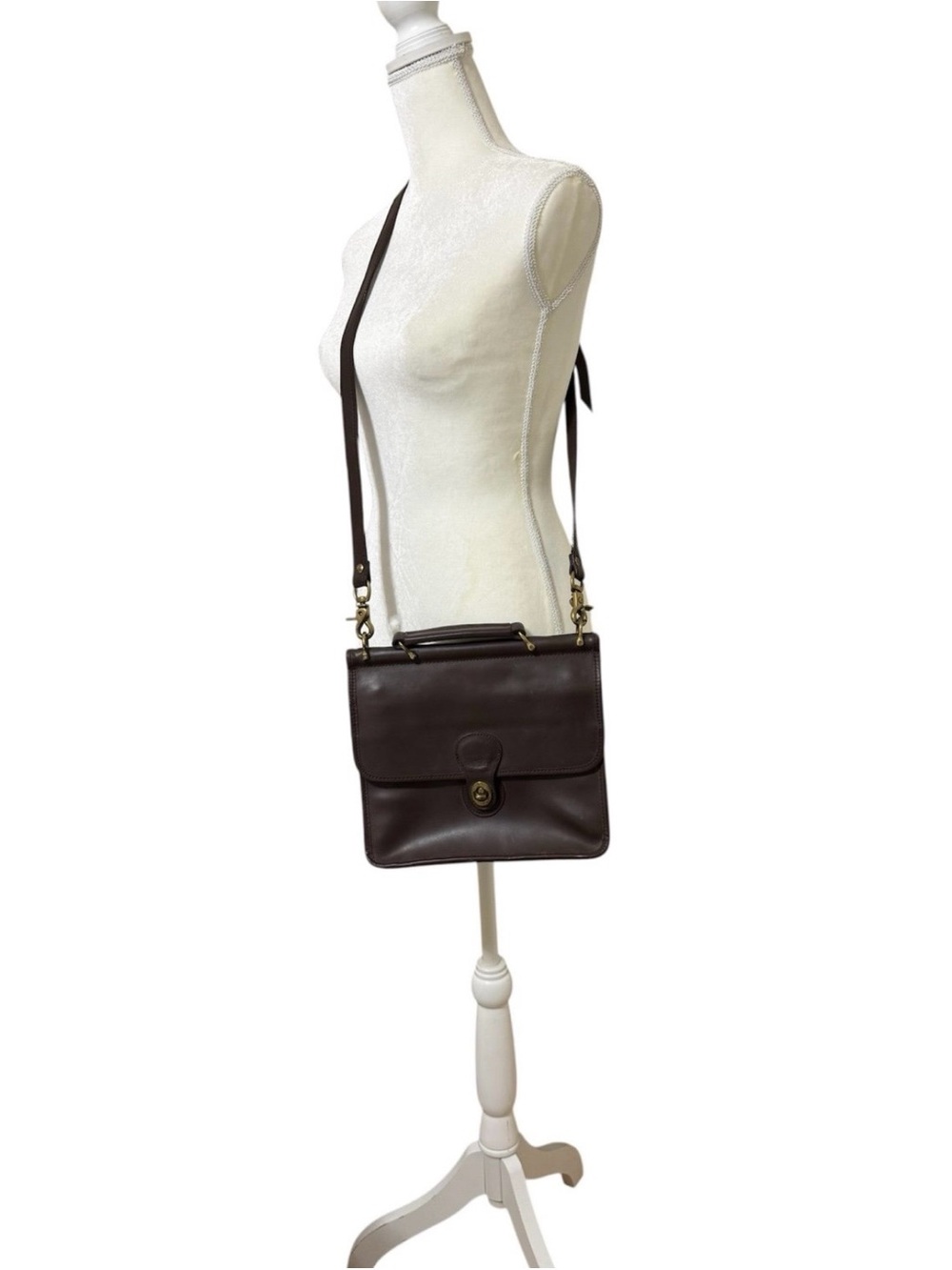 Coach Dark Brown Leather Crossbody with Turn-Lock